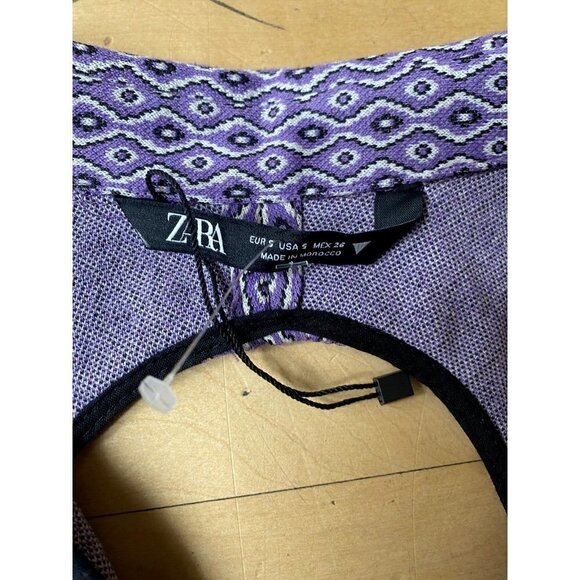 Zara BNWOT womens collared purple bodysuit sz small backless - Picture 5 of 8